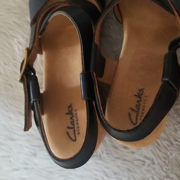 🔮 Clarks Black Cork Wedge Sandals size 9 - Picture 7 of 9
